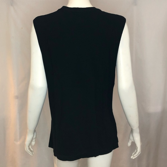 Blonde bombshell tattoo model on unisex black sleeveless tank top size large - Picture 3 of 6